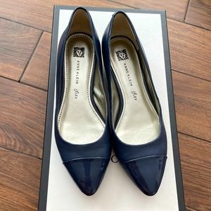 Leather flats sz 7 in Navy Blue worn once